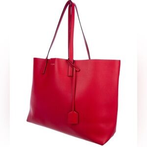 SAINT LAURENT LEATHER SHOPPER TOTE